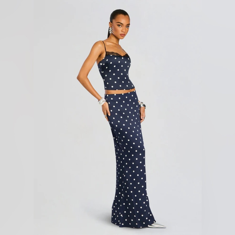RETROFETE | ✨NEW✨ Darla Skirt in Navy Polka Dots